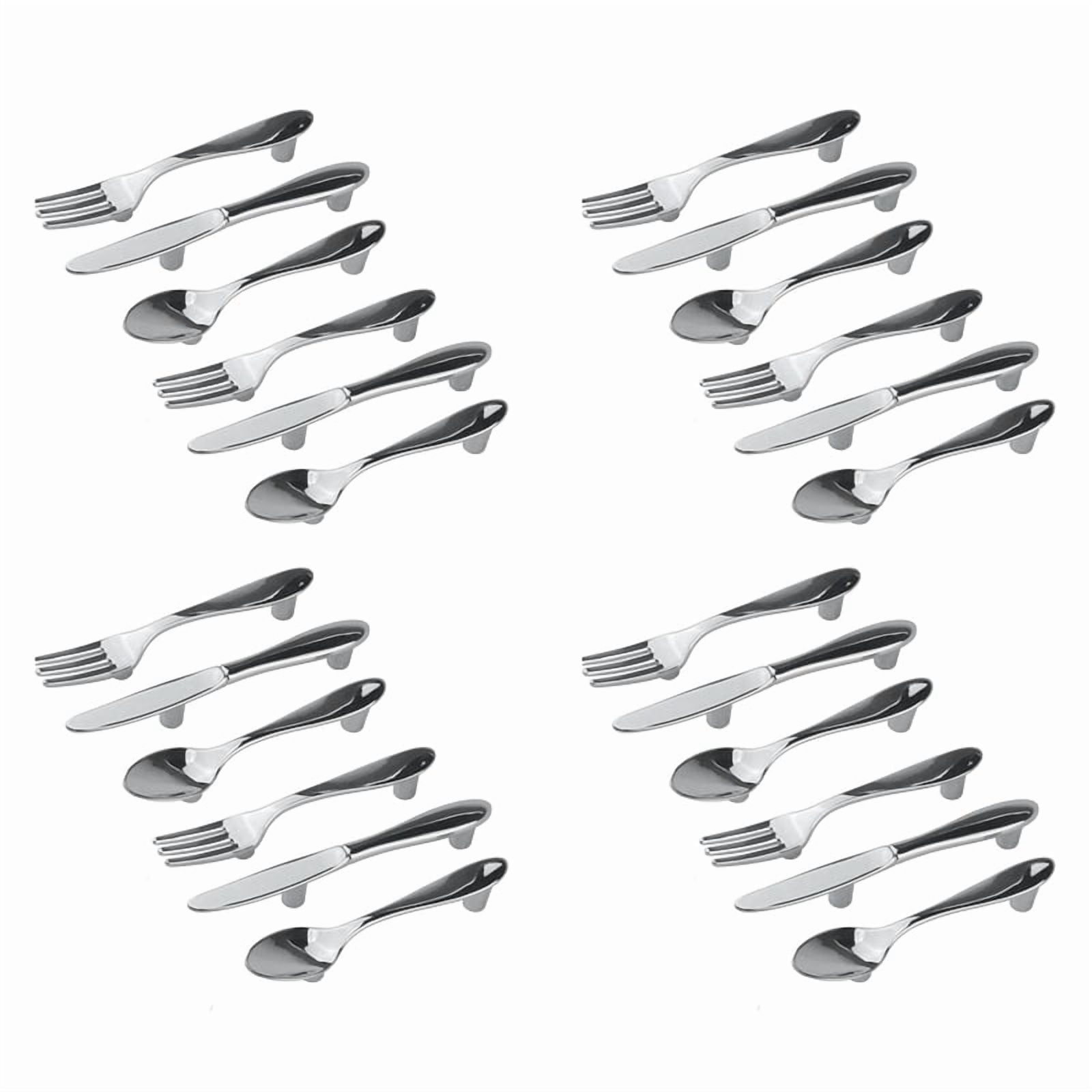 24 PCS Knife Spoon Fork Kitchen Cabinet Closet Drawer Pull Handles Knobs 3-Inch Center to Center (Silver)