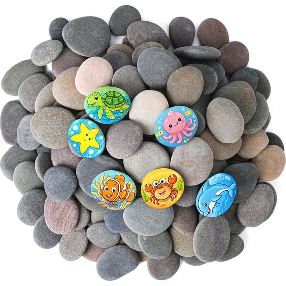 24 PCS Large 2.15-3.35" Smooth Natural River Rocks for Painting, Flat Painting Rocks & Craft Stones for Kindness Rocks, School Art Projects & DIY Crafts