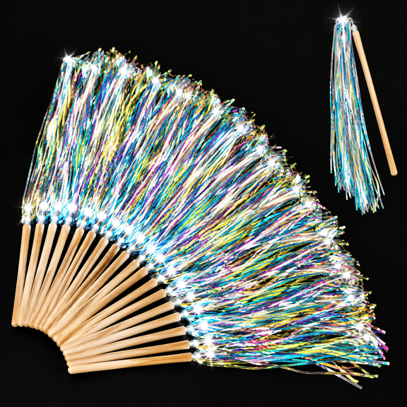 24 PCS Light Up Wedding Wands - LED Tinsel Streamers for Wedding Send Off & Grand Entrance, Party Favors for Weddings Birthdays Christmas (Colorful)