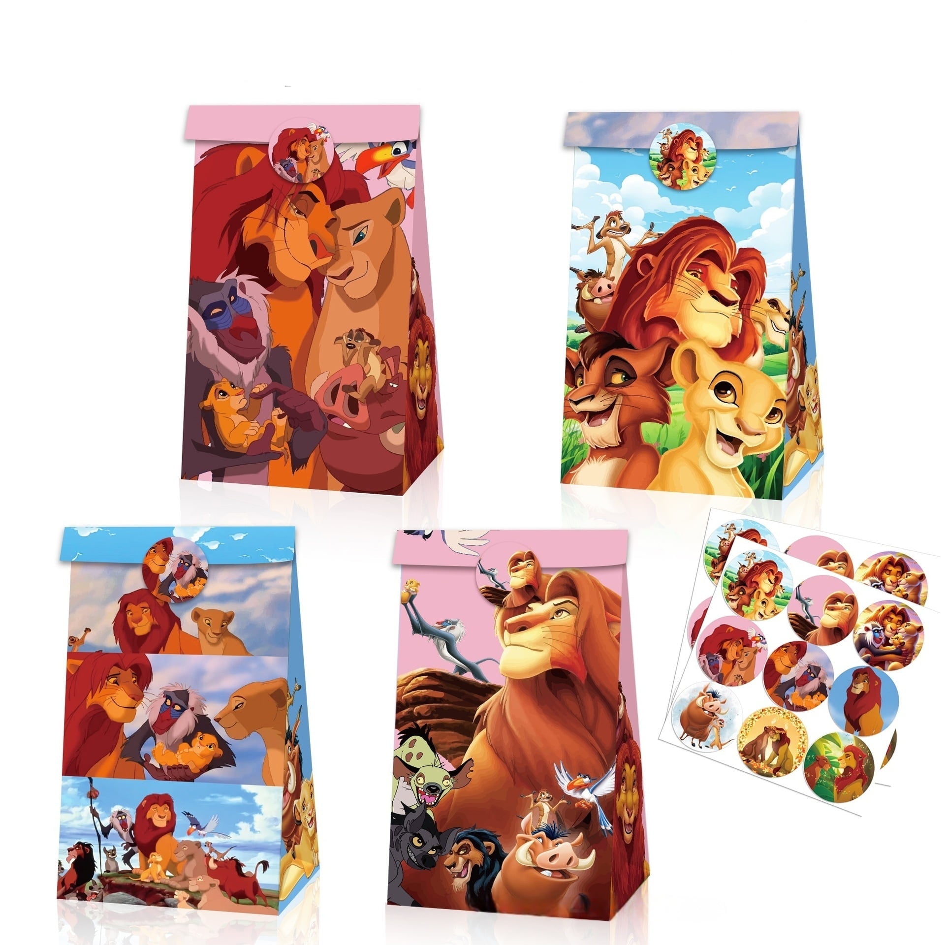 24 PCS Lion King Party Favor Candy Bags for Lion King Themed Birthday Supplies Decor,Kids Birthday Game Party Kraft Paper Goodie Gift Bag Decorations