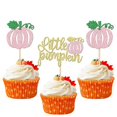 24 PCS Little Pumpkin Cupcake Toppers Glitter Fall Theme Pumpkin