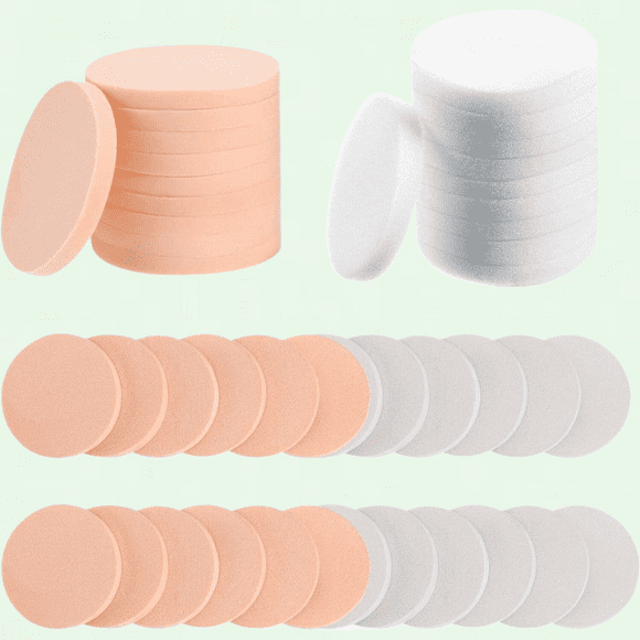 24 PCS Makeup Sponge Set, Soft Latex Round Circle Flat Applicators for Face Paint, Foundation, and Cleansing