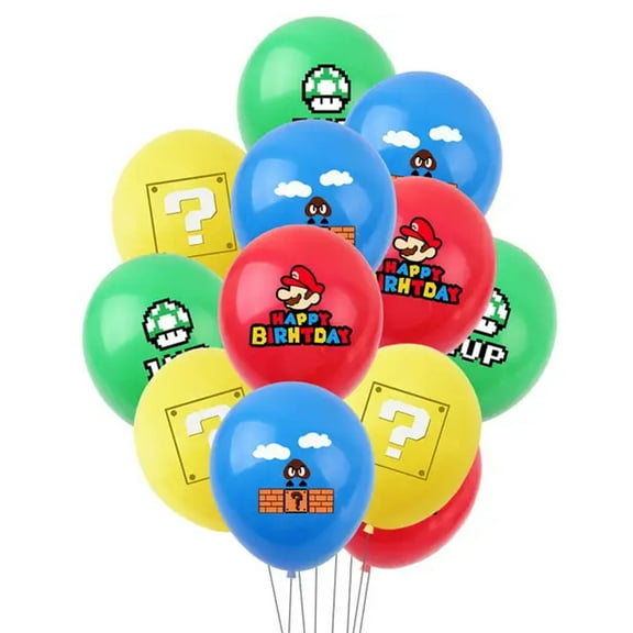 24 PCS Mari Balloon 12 inch Game theme Latex Birthday Party Balloon Superhero Balloon Game Balloon Happy Birthday Balloon