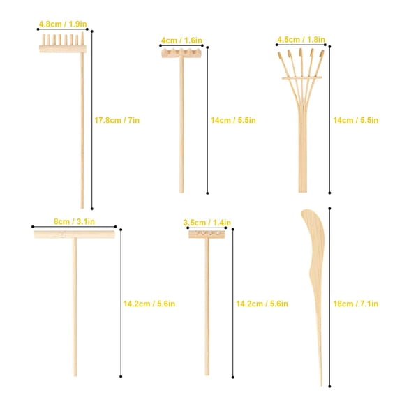 24 PCS Mini Zen Garden Rake Tools Bamboo Accessories for Sand Art Meditation