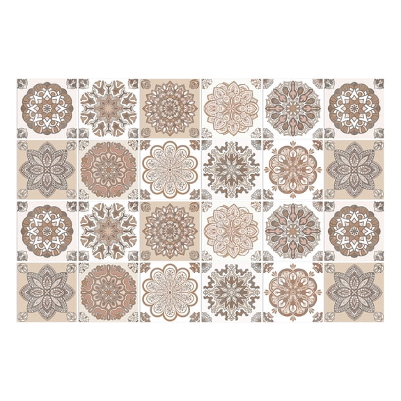 24 PCS Moroccan Style Tile Sticker Oil Proof Wall Backsplash Heat Resistant Furniture Staircase Home Decor Self Adhesive Removable DIY Murals for Kitchen Bathroom H 6*6Inch