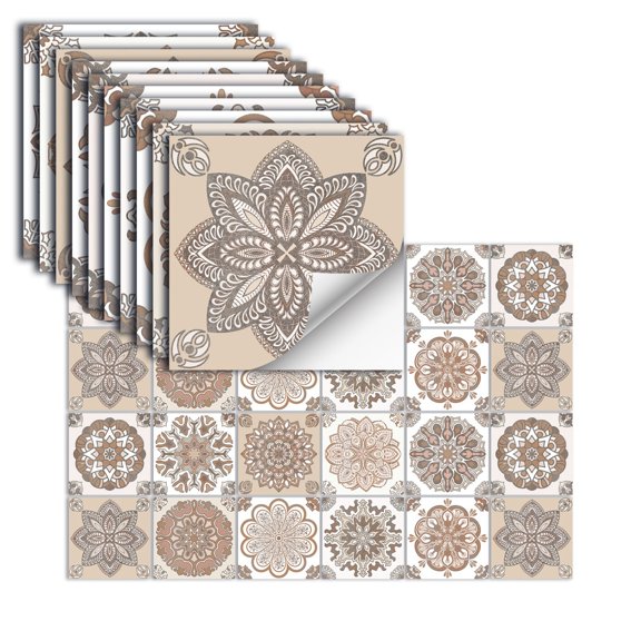 24 PCS Moroccan Style Tile Sticker Oil Proof Wall Backsplash Heat Resistant Furniture Staircase Home Decor Self Adhesive Removable DIY Murals for Kitchen Bathroom H 3.9*3.94Inch