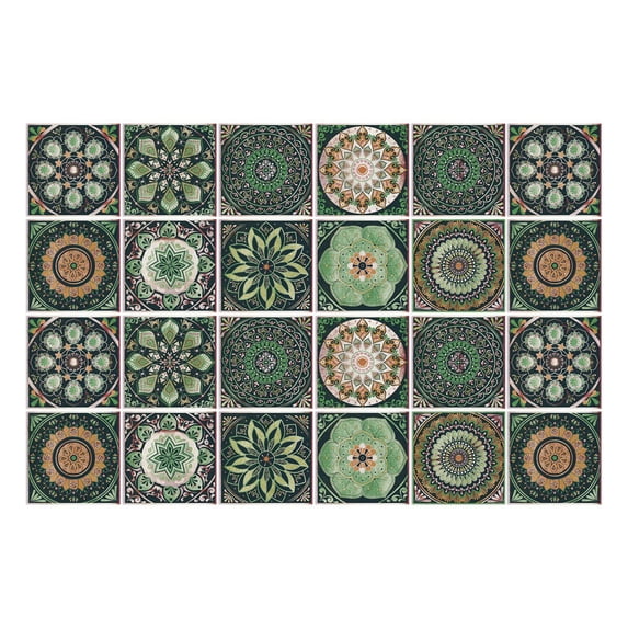 24 PCS Moroccan Style Tile Sticker Oil Proof Wall Backsplash Heat Resistant Furniture Staircase Home Decor Self Adhesive Removable DIY Murals for Kitchen Bathroom D 6*6Inch