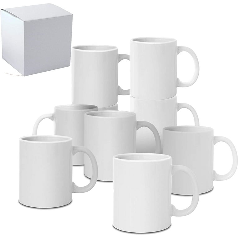 8PCS 11OZ Sublimation Mug Coated Ceramic Mugs White Sublimation Blanks Mugs  for Coffee Milk Tea 