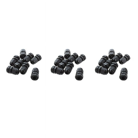 24 PCS PG7 Black Plastic Waterproof Cable Gland Connector 3-6.5mm,24 x Cable Glands,Black