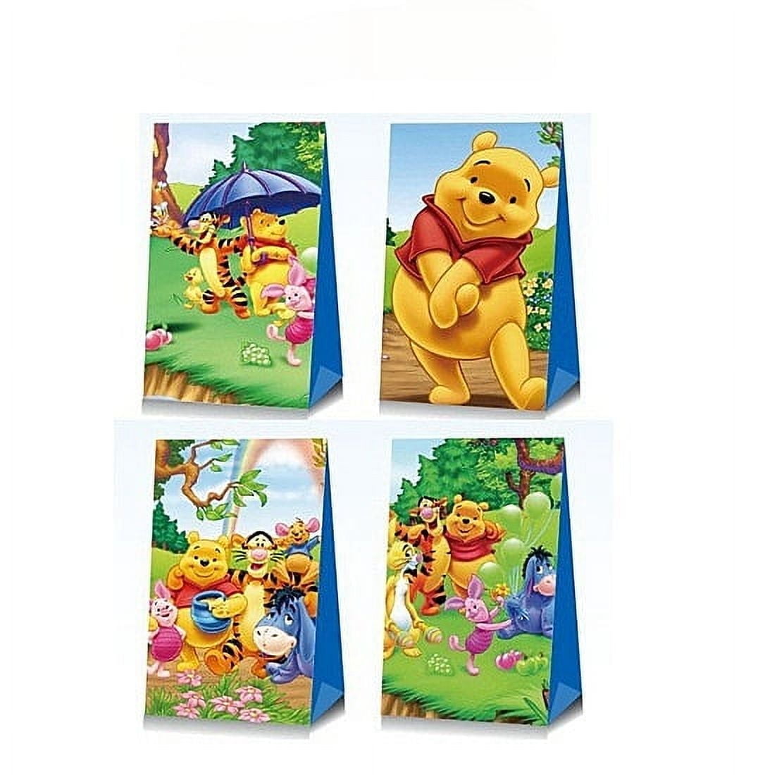 24 PCS Party Favor Candy Bags for Winnie the Pooh Themed Birthday Supplies Decor,Birthday Game Party Kraft Paper Goodie Gift Bag Decorations