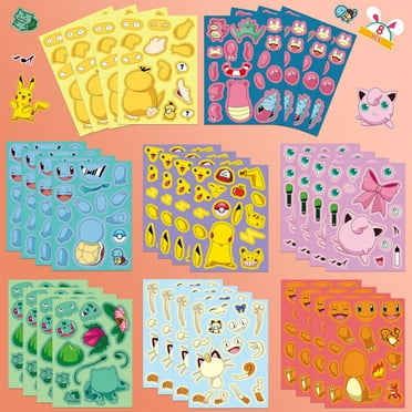 24 PCS Pikachu Sticker Sheets Large Make Your Own Mix and Match Sheets Play Set Reusable Stickers Fantasy Arts and Crafts Activity Party Favor Supplies Craft