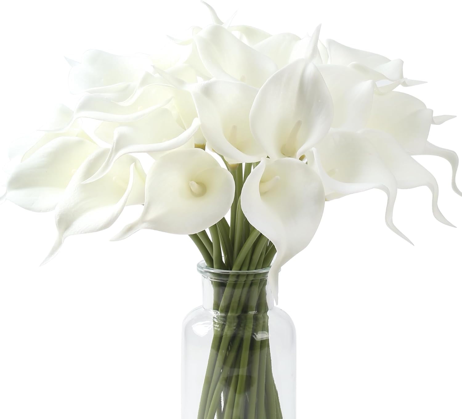 24 PCS Pink Fake Flowers Artificial Calla Lily Silk Flowers Real Touch for Mother's Day Easter Home Kitchen Decor Wedding Bouquet Office Spring Decoration