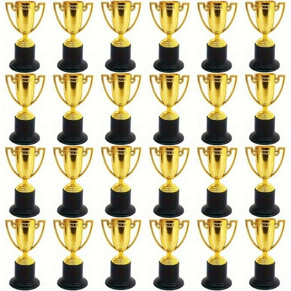 24 PCS Plastic Trophies Mini Trophies Competition Award Trophies Participation Trophies Mini Trophies Celebration Props Party Favors Suitable for Birthday Party Decoration Sports Competition Rewards