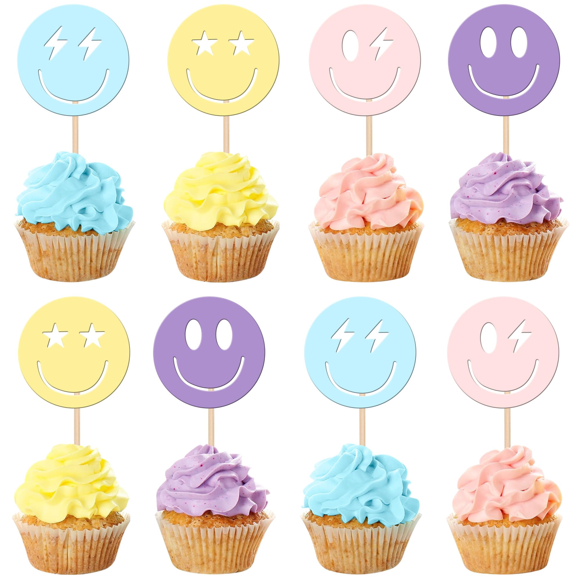 Baby Shower Party Supplies 24pcs Lightning Cupcake Toppers | Gold Glitter Baby Shower Decorations For 1st Birthday Party Lightning Theme Cupcake