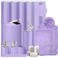 thumbnail image 1 of 24 PCS Purple Bathroom Accessories Set with Shower Curtain and Rugs, Bathroom Sets with Extra Soft and Absorbent Bath Rugs Shower Curtain Bathroom Accessory for Bath, 1 of 9