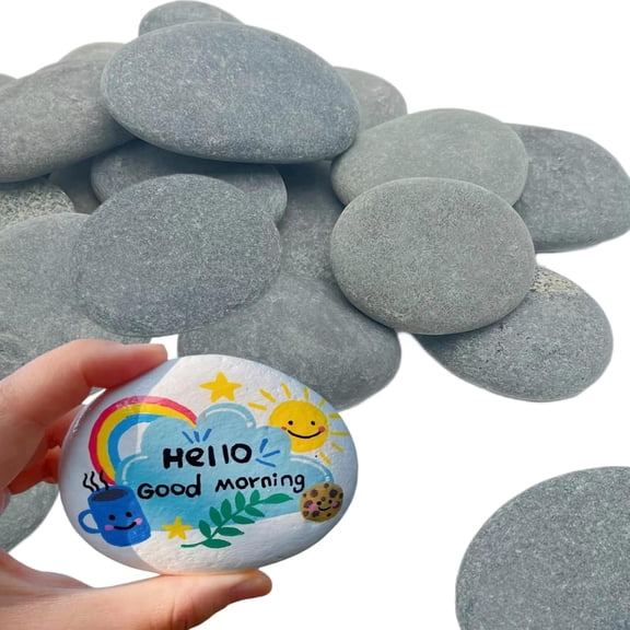 24 PCS Rocks for Painting, 3"-4" Flat DIY Painting Rocks, Large Smooth Rocks for Crafts, Arts,Decoration, Kindness Rocks Hand Picked for Painting