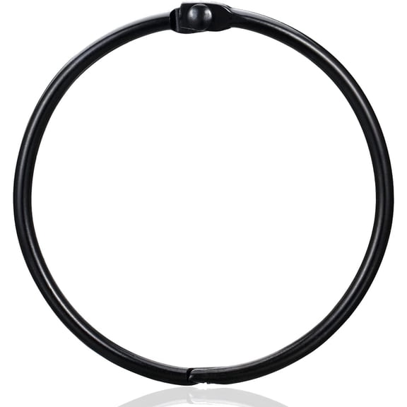 24 PCS Shower Curtain Rings, Black Shower Curtain Hooks Decorative, Rustproof Shower Hooks for Shower Curtain Rods, Black Metal Shower Rings for Bathroom, 2 Inch Loose Leaf Binder Rings