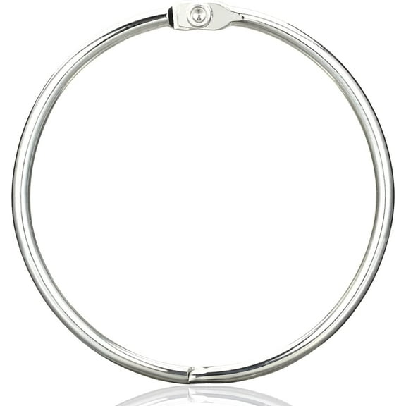 24 PCS Shower Curtain Rings, Nickel Shower Curtain Hooks Decorative, Rustproof Shower Hooks for Shower Curtain Rods, Silver Metal Shower Rings for Bathroom, 2 Inch Loose Leaf Binder Rings