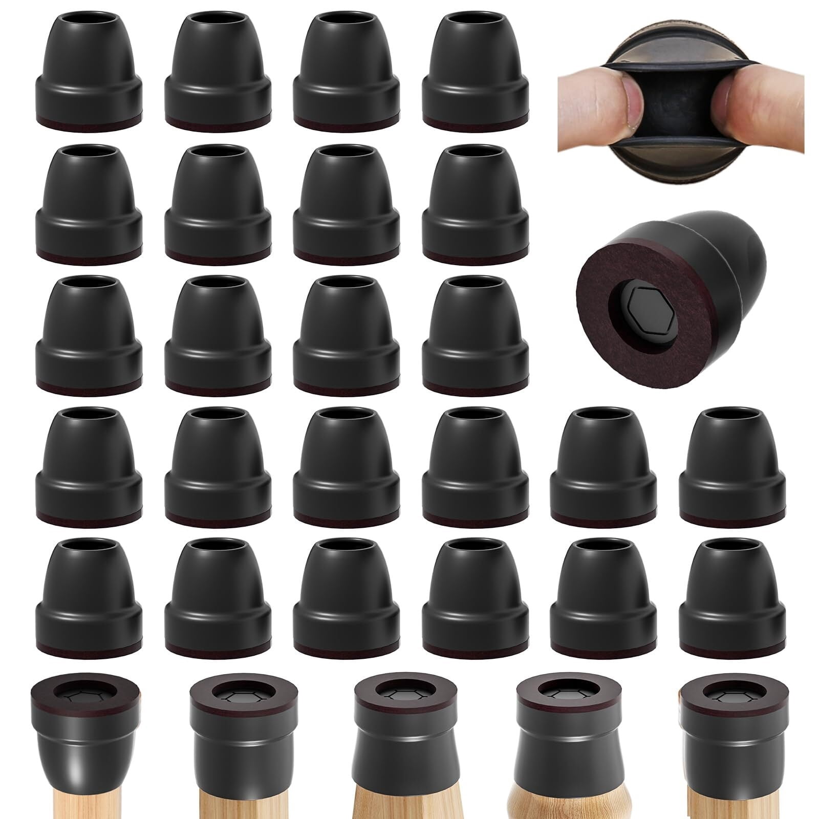 24 PCS Silicone Chair Leg Caps, Hardwood Floor Protectors with Anti ...