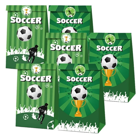 24 PCS Soccer Gift Bags Paper Party Flavors Bags Soccer Goodie bags Treat Candy Bags Video Game Birthday Party Football Gift Bags