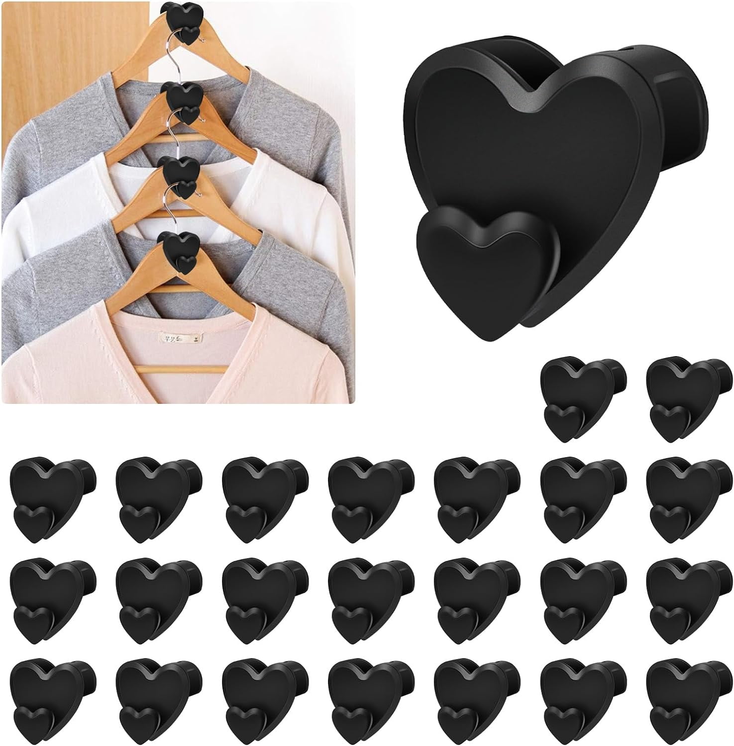 24 PCS Space Triangles for Hanging Clothes, Clothes Hanger Connector