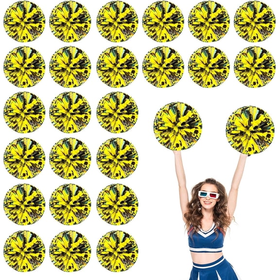 24 PCS pom poms Cheerleading,13.8inch Sports Team Spirits Cheering Squad Dance Training with Finger Rings