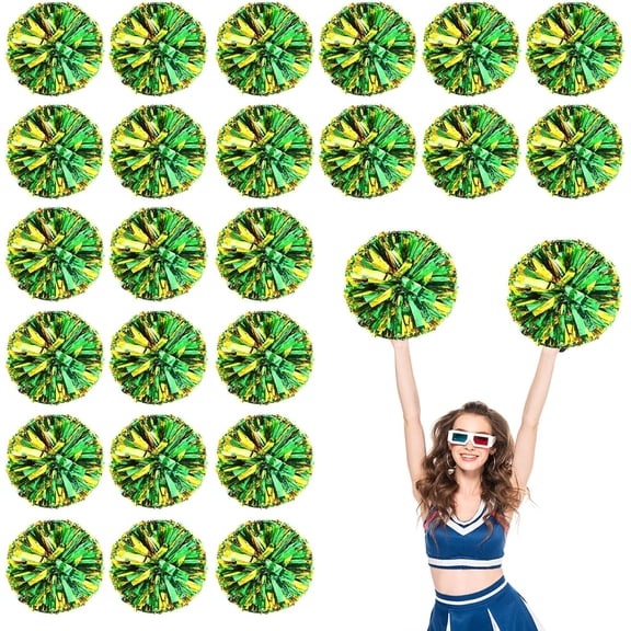 24 PCS pom poms Cheerleading,13.8inch Sports Team Spirits Cheering Squad Dance Training with Handle Rings