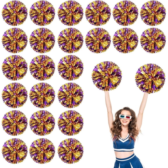 24 PCS pom poms Cheerleading,13.8inch Sports Team Spirits Cheering Squad Dance Training with Handle Rings