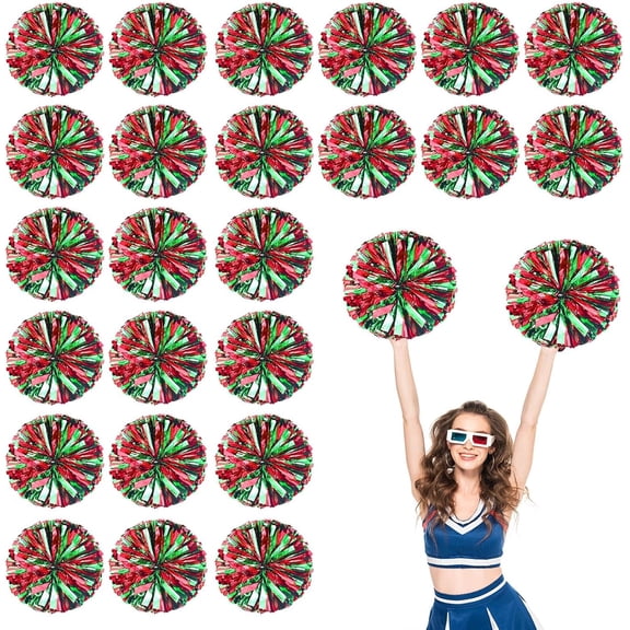 24 PCS pom poms Cheerleading,13.8inch Sports Team Spirits Cheering Squad Dance Training with Finger Rings