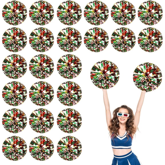 24 PCS pom poms Cheerleading,13.8inch Sports Team Spirits Cheering Squad Dance Training with Finger Rings