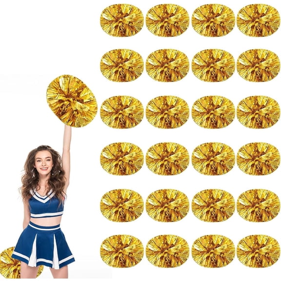 24 PCS pom poms Cheerleading,13.8inch Sports Team Spirits Cheering Squad Dance Training with Handle