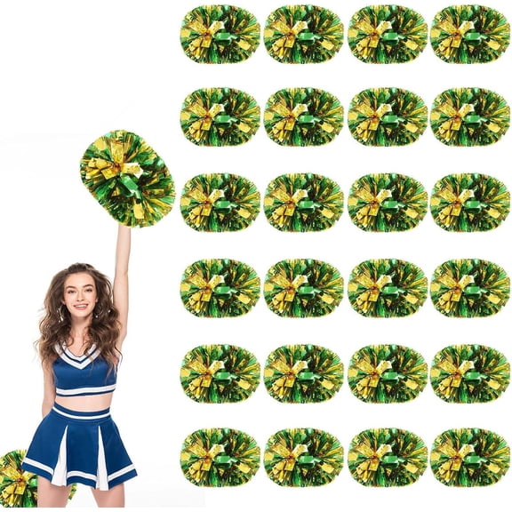 24 PCS pom poms Cheerleading,13.8inch Sports Team Spirits Cheering Squad Dance Training with Handle