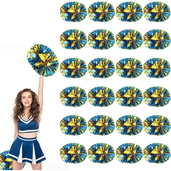24 PCS pom poms Cheerleading,13.8inch Sports Team Spirits Cheering Squad Dance Training with Handle