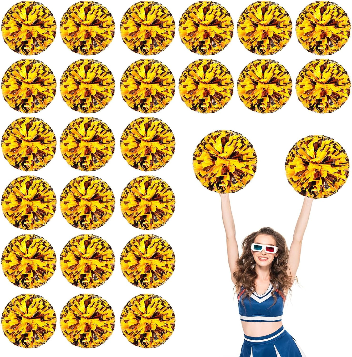 24 PCS pom poms Cheerleading,13.8inch for Sports Teams, Dance Training, and Party Celebrations with Finger Rings