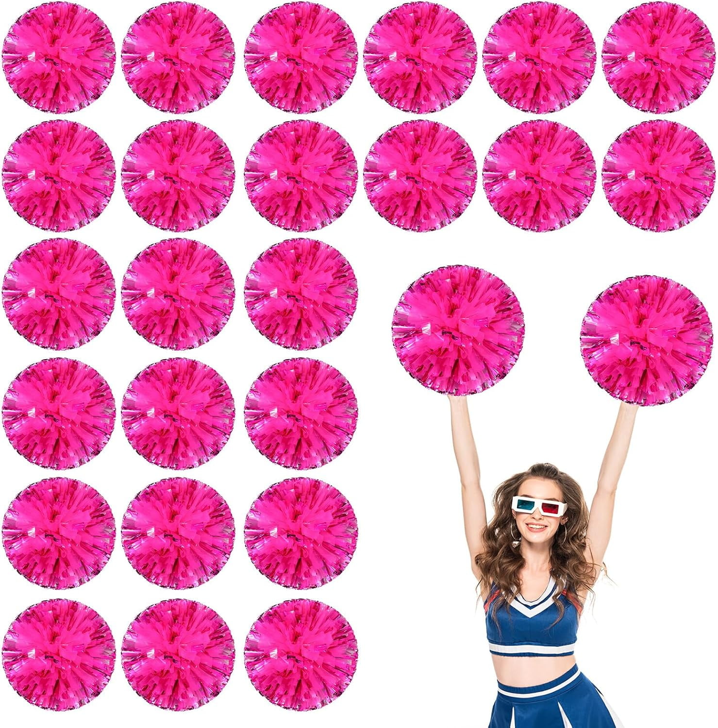 24 PCS pom poms Cheerleading,13.8inch for Sports Teams, Dance Training, and Party Celebrations with Finger Rings