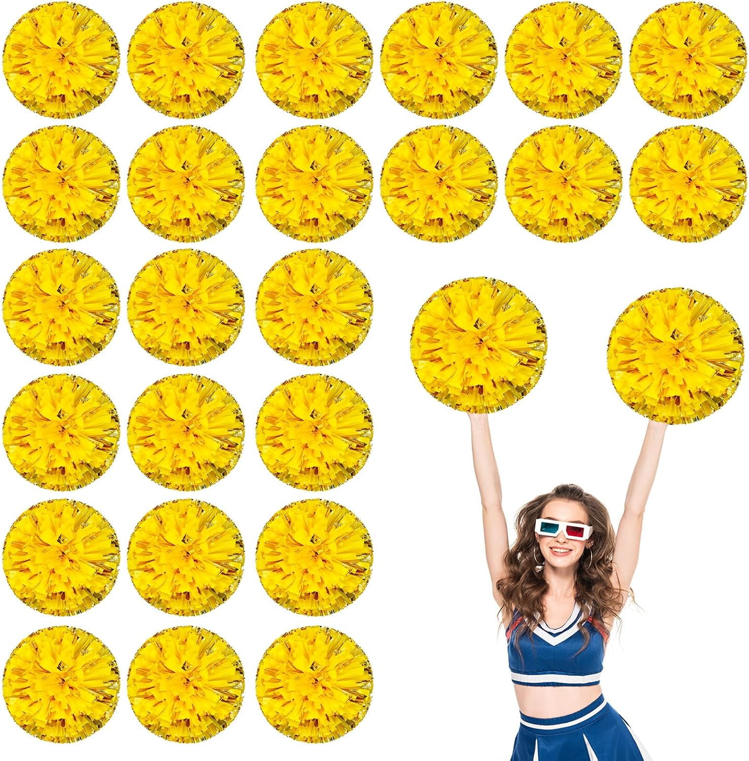 24 PCS pom poms Cheerleading,13.8inch for Sports Teams, Dance Training, and Party Celebrations with Finger Rings
