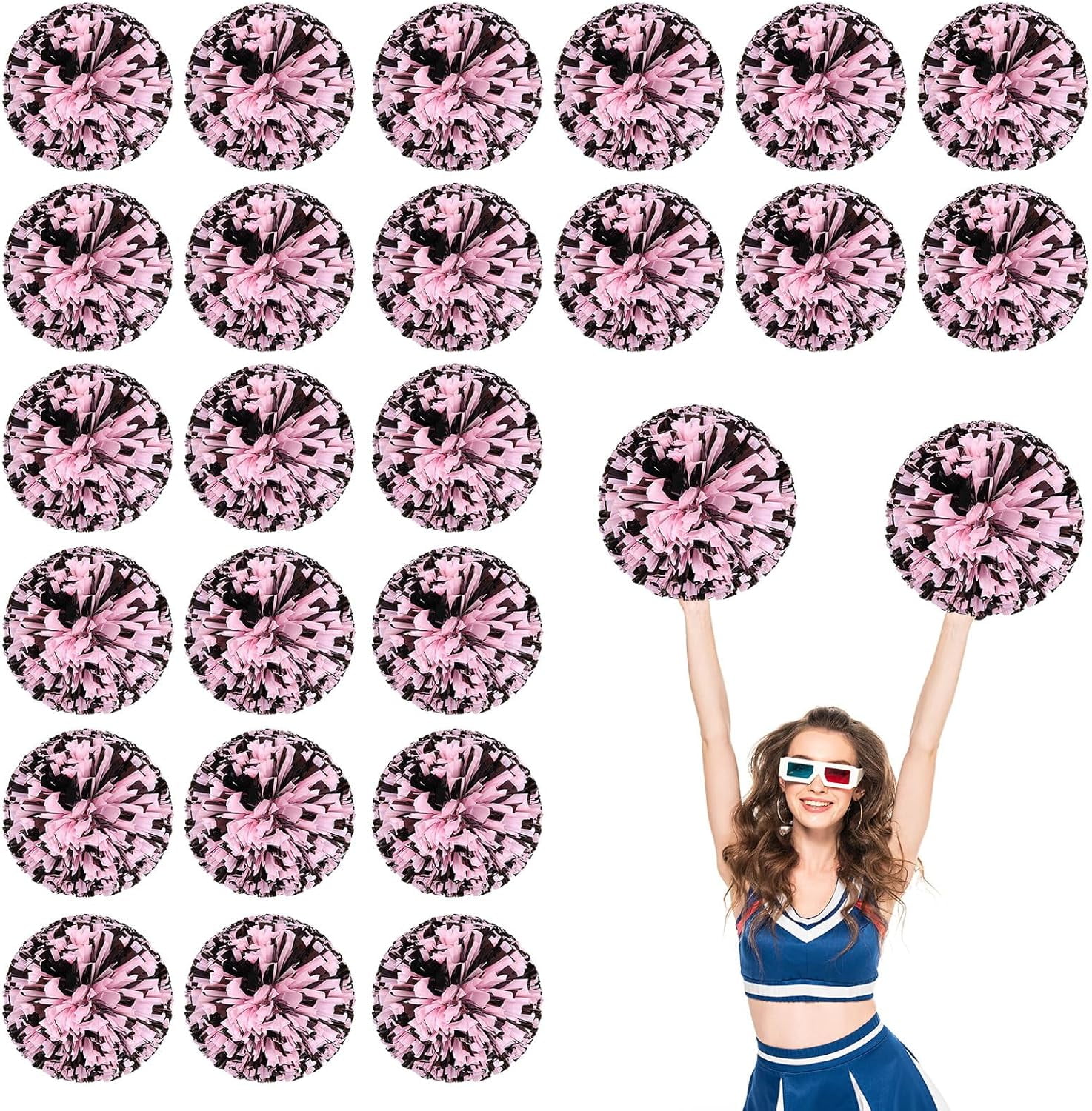 24 PCS pom poms Cheerleading,13.8inch for Sports Teams, Dance Training, and Party Celebrations with Finger Rings