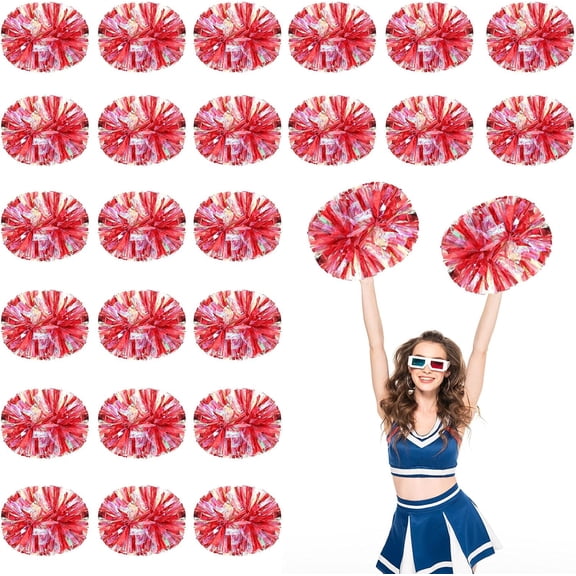 24 PCS pom poms Cheerleading,13.8inch for Sports Teams, Dance Training, and Party Celebrations with Handle