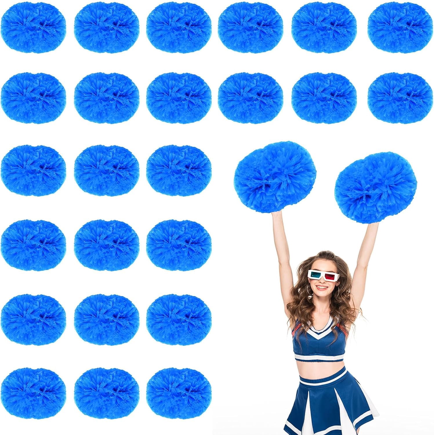 24 PCS pom poms Cheerleading,13.8inch for Sports Teams, Dance Training, and Party Celebrations with Handle