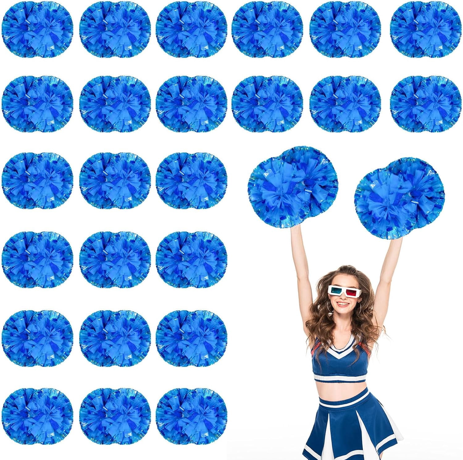 24 PCS pom poms Cheerleading,13.8inch for Sports Teams, Dance Training, and Party Celebrations with Handle