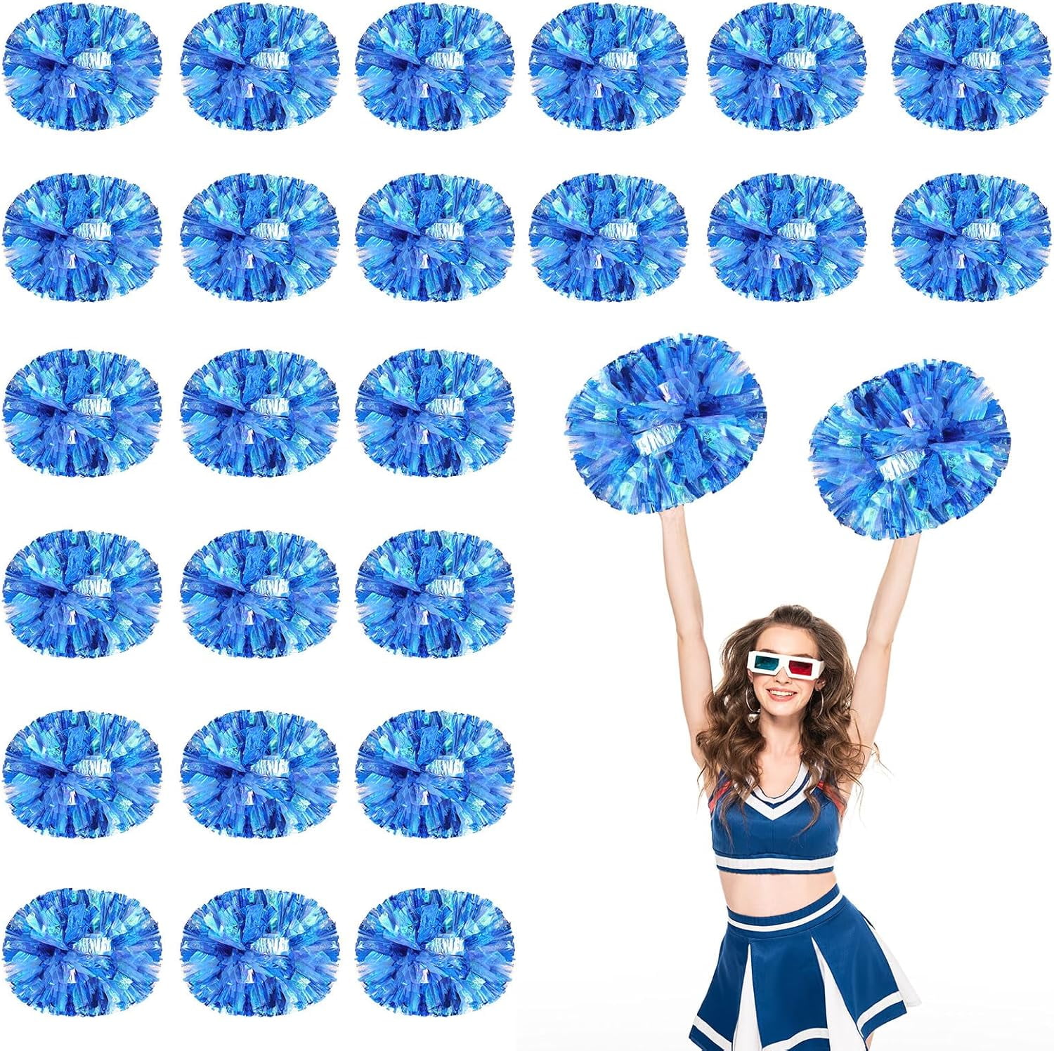 24 PCS pom poms Cheerleading,13.8inch for Sports Teams, Dance Training, and Party Celebrations with Handle