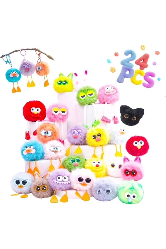 24 PCs Kids Keychains - Keychain Valentines Day Gifts for Kids Classroom Birthday Goodie Bags Stuffers Party Favors Pinata Toys Classroom Prizes Elementary Child Bulk Items Treasure Box Prizes