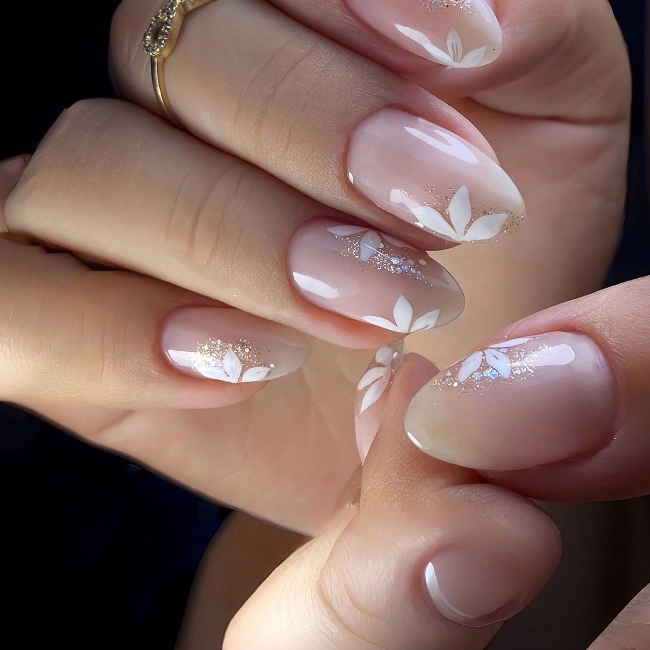24 PCs Short French Minimalist Butterfly Line Nails with 1 Jelly Gel and 1 Nail File
