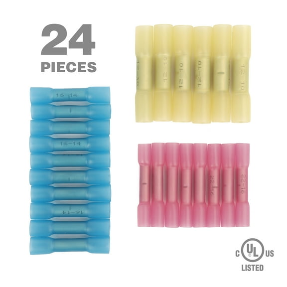 EverStart 24-Piece Heat Shrink Splice Connectors Kit, Red, Yellow, Blue, UL