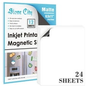 24 PK Stone City Printable Magnetic Sheets 8.5x11 Matte White Magnet Photo Paper Compatible Inkjet + Laser Printers, Cricut - Bulk