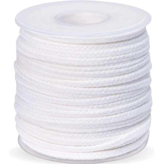 24 PLY Braided Candle Wick Spool White Woven Wicks Cord for Candle Making 200 Foot Lacing Roll for DIY Craft Cotton Cord