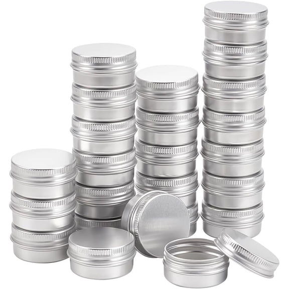 24 Pack 0.33 OZ Tin Cans Screw Top Round Aluminum Cans Screw Lid Containers - Great for Store Spices Candies Tea or Gift Giving (Platinum) DIY