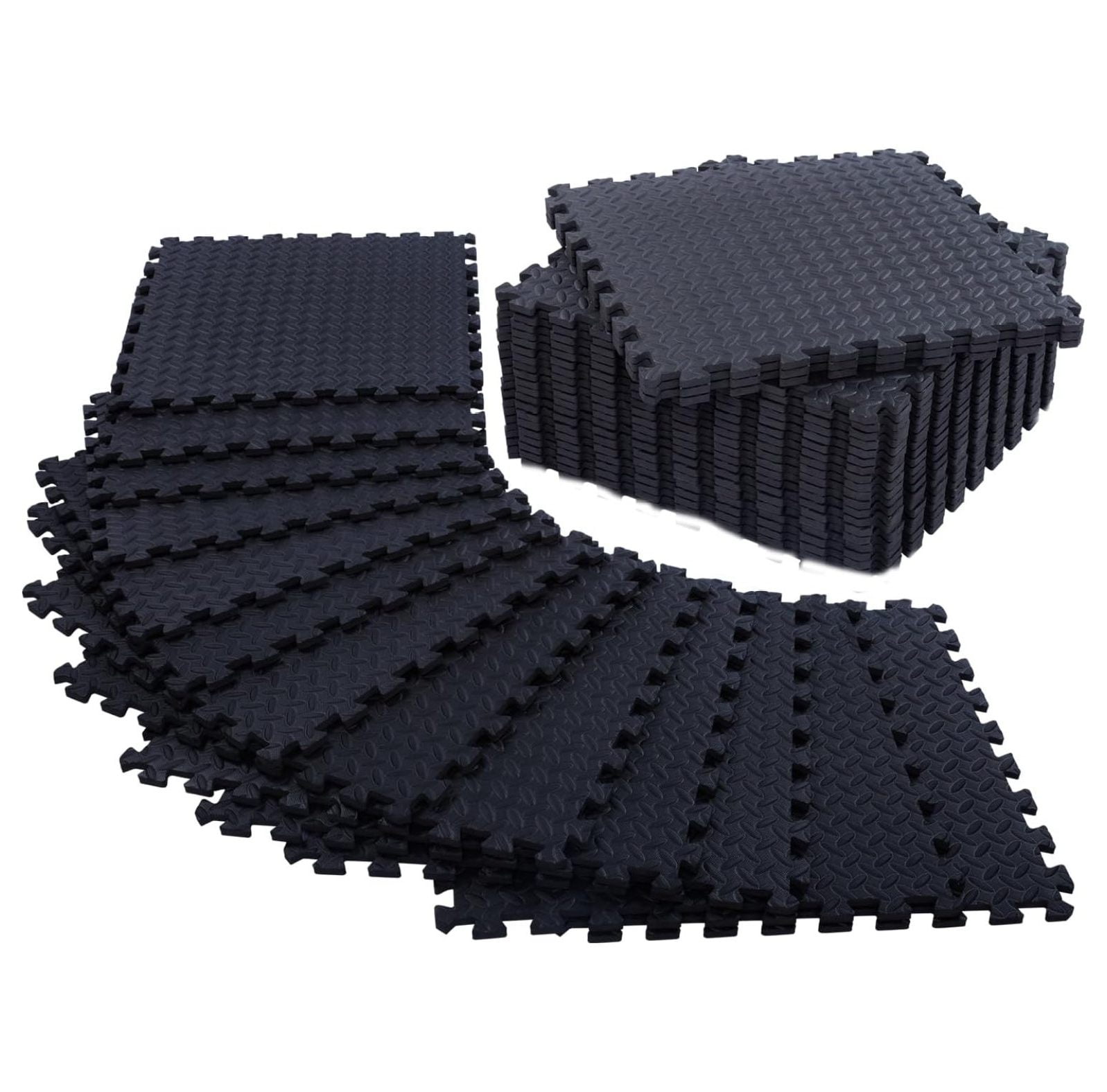 24 Pack - 1/2" Extra Thick Floor for Home Gym Floor Padding for Kids - High-Density Interlocking Foam Floor Tiles for Gym Equipment, Play Area, Yoga, Cardio, Weights, MMA Black 12" x 12"