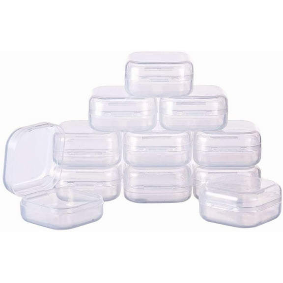24 Pack 1.38x1.38x0.7 Inches Square Mini Clear Plastic Bead Storage Containers Box Case with Lid for Items Earplugs Pills Tiny Bead Jewelry Findings DIY