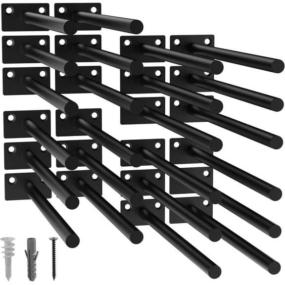 24-Pack 10 inch Floating Shelf Brackets, Hidden Shelf Bracket for Wood, Concealed Blind Shelving Support,Invisible Black Coated Brackets for DIY Decorative,Fit for Kitchen, Bathroom,Study Room